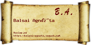 Balsai Agnéta névjegykártya